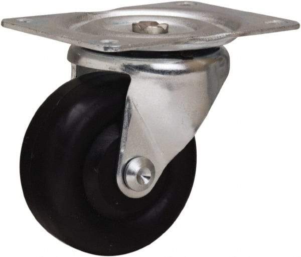 Hamilton - 3" Diam x 1-3/8" Wide x 3-3/4" OAH Top Plate Mount Swivel Caster - Polyolefin, 230 Lb Capacity, Plain Bore Bearing, 3-1/8 x 4-1/8" Plate - Eagle Tool & Supply