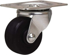 Hamilton - 2-1/2" Diam x 1-1/8" Wide x 3-1/4" OAH Top Plate Mount Swivel Caster - Hard Rubber, 120 Lb Capacity, Self-Lubricating Bearing, 2-1/4 x 4-1/2" Plate - Eagle Tool & Supply