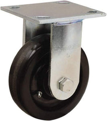 Hamilton - 5" Diam x 1-1/2" Wide x 6-1/8" OAH Top Plate Mount Rigid Caster - Phenolic, 550 Lb Capacity, Straight Roller Bearing, 4 x 4-1/2" Plate - Eagle Tool & Supply