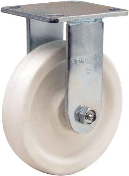 Hamilton - 6" Diam x 1-1/2" Wide x 7-1/2" OAH Top Plate Mount Rigid Caster - Polyolefin, 550 Lb Capacity, Delrin Bearing, 4 x 4-1/2" Plate - Eagle Tool & Supply