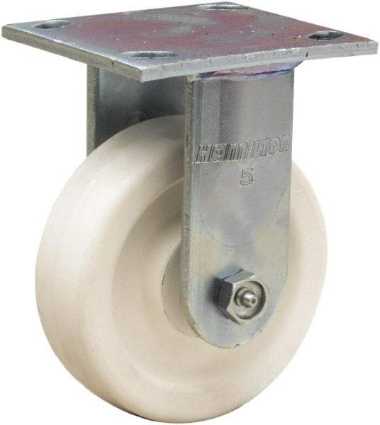 Hamilton - 5" Diam x 1-1/2" Wide x 6-1/2" OAH Top Plate Mount Rigid Caster - Polyolefin, 450 Lb Capacity, Delrin Bearing, 4 x 4-1/2" Plate - Eagle Tool & Supply