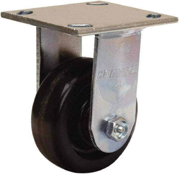 Hamilton - 4" Diam x 1-1/2" Wide x 5-5/8" OAH Top Plate Mount Rigid Caster - Phenolic, 550 Lb Capacity, Straight Roller Bearing, 4 x 4-1/2" Plate - Eagle Tool & Supply