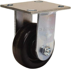 Hamilton - 4" Diam x 1-1/2" Wide x 5-5/8" OAH Top Plate Mount Rigid Caster - Phenolic, 550 Lb Capacity, Straight Roller Bearing, 4 x 4-1/2" Plate - Eagle Tool & Supply