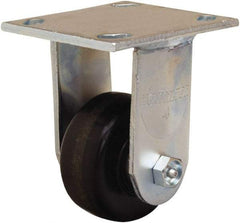 Hamilton - 3-1/4" Diam x 1-1/2" Wide x 5-1/4" OAH Top Plate Mount Rigid Caster - Phenolic, 550 Lb Capacity, Straight Roller Bearing, 4 x 4-1/2" Plate - Eagle Tool & Supply