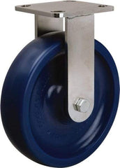 Hamilton - 8" Diam x 2" Wide x 9-1/2" OAH Top Plate Mount Rigid Caster - Polyurethane, 1,500 Lb Capacity, Stainless Steel Double Shielded Precision Ball Bearing, 4 x 4-1/2" Plate - Eagle Tool & Supply