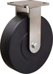 Hamilton - 8" Diam x 2" Wide x 9-1/2" OAH Top Plate Mount Rigid Caster - Nylon, 1,600 Lb Capacity, Stainless Steel Double Shielded Precision Ball Bearing, 4 x 4-1/2" Plate - Eagle Tool & Supply
