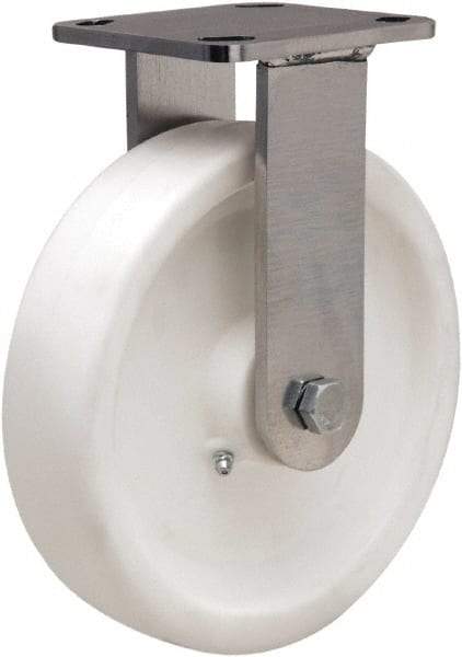 Hamilton - 8" Diam x 2" Wide x 9-1/2" OAH Top Plate Mount Rigid Caster - Polyolefin, 900 Lb Capacity, Delrin Bearing, 4 x 4-1/2" Plate - Eagle Tool & Supply