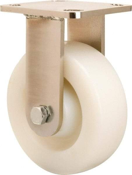 Hamilton - 6" Diam x 2" Wide x 7-1/2" OAH Top Plate Mount Rigid Caster - Nylon, 1,000 Lb Capacity, Stainless Steel Double Shielded Precision Ball Bearing, 4 x 4-1/2" Plate - Eagle Tool & Supply