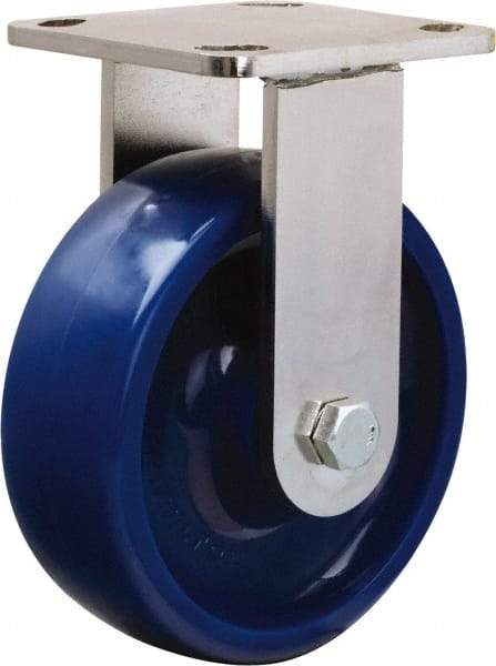 Hamilton - 6" Diam x 2" Wide x 7-1/2" OAH Top Plate Mount Rigid Caster - Polyurethane, 1,100 Lb Capacity, Stainless Steel Double Shielded Precision Ball Bearing, 4 x 4-1/2" Plate - Eagle Tool & Supply