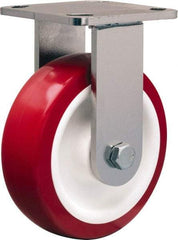 Hamilton - 6" Diam x 2" Wide x 7-1/2" OAH Top Plate Mount Rigid Caster - Polyurethane Mold on Polypropylene, 1,000 Lb Capacity, Delrin Bearing, 4 x 4-1/2" Plate - Eagle Tool & Supply