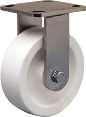 Hamilton - 6" Diam x 2" Wide x 7-1/2" OAH Top Plate Mount Rigid Caster - Polyolefin, 750 Lb Capacity, Delrin Bearing, 4 x 4-1/2" Plate - Eagle Tool & Supply