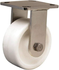 Hamilton - 5" Diam x 2" Wide x 6-1/2" OAH Top Plate Mount Rigid Caster - Polyolefin, 650 Lb Capacity, Delrin Bearing, 4 x 4-1/2" Plate - Eagle Tool & Supply