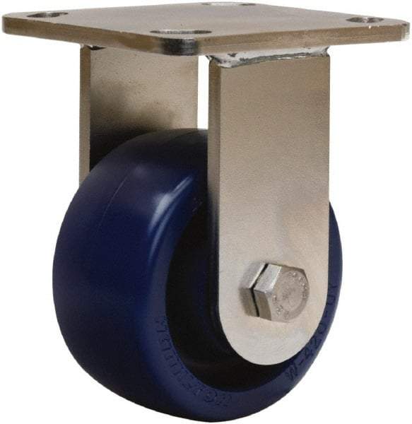 Hamilton - 4" Diam x 2" Wide x 5-5/8" OAH Top Plate Mount Rigid Caster - Polyurethane, 750 Lb Capacity, Delrin Bearing, 4 x 4-1/2" Plate - Eagle Tool & Supply