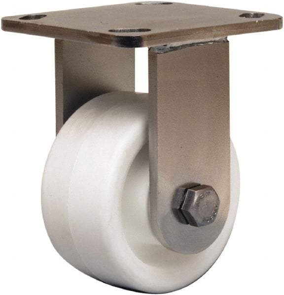 Hamilton - 4" Diam x 2" Wide x 5-5/8" OAH Top Plate Mount Rigid Caster - Polyolefin, 550 Lb Capacity, Delrin Bearing, 4 x 4-1/2" Plate - Eagle Tool & Supply