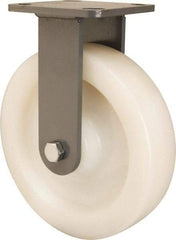 Hamilton - 8" Diam x 2" Wide x 9-1/2" OAH Top Plate Mount Rigid Caster - Nylon, Sealed Precision Ball Bearing, 4 x 4-1/2" Plate - Eagle Tool & Supply