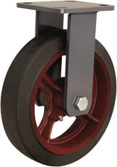 Hamilton - 8" Diam x 2" Wide x 9-1/2" OAH Top Plate Mount Rigid Caster - Rubber Mold on Cast Iron, 500 Lb Capacity, Tapered Roller Bearing, 4 x 4-1/2" Plate - Eagle Tool & Supply