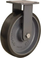 Hamilton - 8" Diam x 2" Wide x 9-1/2" OAH Top Plate Mount Rigid Caster - Polyurethane Mold onto Cast Iron Center, 1,950 Lb Capacity, Sealed Precision Ball Bearing, 4 x 4-1/2" Plate - Eagle Tool & Supply