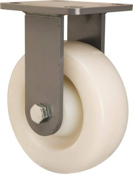 Hamilton - 6" Diam x 2" Wide x 7-1/2" OAH Top Plate Mount Rigid Caster - Nylon, Sealed Precision Ball Bearing, 4 x 4-1/2" Plate - Eagle Tool & Supply