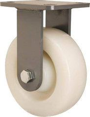Hamilton - 6" Diam x 2" Wide x 7-1/2" OAH Top Plate Mount Rigid Caster - Nylon, Sealed Precision Ball Bearing, 4 x 4-1/2" Plate - Eagle Tool & Supply