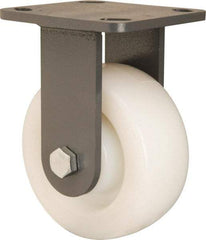 Hamilton - 5" Diam x 2" Wide x 6-1/2" OAH Top Plate Mount Rigid Caster - Nylon, Sealed Precision Ball Bearing, 4 x 4-1/2" Plate - Eagle Tool & Supply