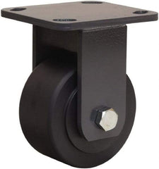 Hamilton - 4" Diam x 2" Wide x 5-5/8" OAH Top Plate Mount Rigid Caster - Nylon, 2,000 Lb Capacity, Sealed Precision Ball Bearing, 4 x 4-1/2" Plate - Eagle Tool & Supply