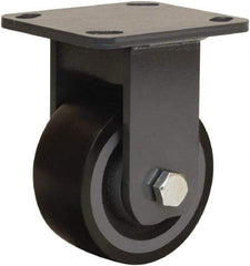Hamilton - 4" Diam x 2" Wide x 5-5/8" OAH Top Plate Mount Rigid Caster - Polyurethane Mold onto Cast Iron Center, 975 Lb Capacity, Sealed Precision Ball Bearing, 4 x 4-1/2" Plate - Eagle Tool & Supply