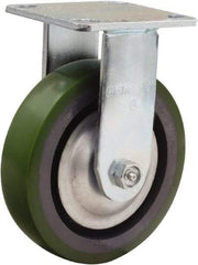 Hamilton - 6" Diam x 1-1/2" Wide x 7-1/2" OAH Top Plate Mount Rigid Caster - Polyurethane Mold onto Cast Iron Center, 850 Lb Capacity, Straight Roller Bearing, 4 x 4-1/2" Plate - Eagle Tool & Supply