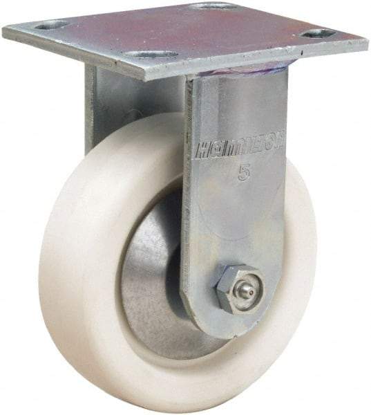 Hamilton - 5" Diam x 1-1/2" Wide x 6-1/2" OAH Top Plate Mount Rigid Caster - Polyolefin, 400 Lb Capacity, Delrin Bearing, 4 x 4-1/2" Plate - Eagle Tool & Supply