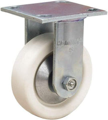Hamilton - 5" Diam x 1-1/2" Wide x 6-1/2" OAH Top Plate Mount Rigid Caster - Polyolefin, 400 Lb Capacity, Delrin Bearing, 4 x 4-1/2" Plate - Eagle Tool & Supply