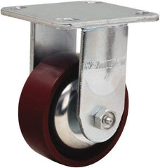 Hamilton - 4" Diam x 1-1/2" Wide x 5-5/8" OAH Top Plate Mount Rigid Caster - Cast Iron, 550 Lb Capacity, Straight Roller Bearing, 4 x 4-1/2" Plate - Eagle Tool & Supply