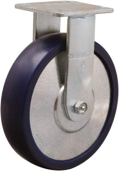 Hamilton - 8" Diam x 2" Wide x 9-1/2" OAH Top Plate Mount Rigid Caster - Polyurethane, 900 Lb Capacity, Sealed Precision Ball Bearing, 4 x 4-1/2" Plate - Eagle Tool & Supply