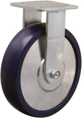 Hamilton - 8" Diam x 2" Wide x 9-1/2" OAH Top Plate Mount Rigid Caster - Polyurethane, 900 Lb Capacity, Sealed Precision Ball Bearing, 4 x 4-1/2" Plate - Eagle Tool & Supply