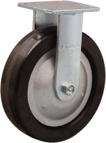 Hamilton - 8" Diam x 2" Wide x 9-1/2" OAH Top Plate Mount Rigid Caster - Phenolic, 1,250 Lb Capacity, Straight Roller Bearing, 4 x 4-1/2" Plate - Eagle Tool & Supply