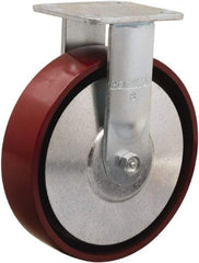 Hamilton - 8" Diam x 2" Wide x 9-1/2" OAH Top Plate Mount Rigid Caster - Cast Iron, 900 Lb Capacity, Sealed Precision Ball Bearing, 4 x 4-1/2" Plate - Eagle Tool & Supply