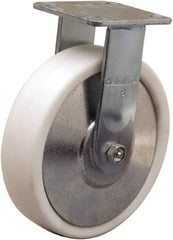Hamilton - 8" Diam x 2" Wide x 9-1/2" OAH Top Plate Mount Rigid Caster - Polyolefin, 900 Lb Capacity, Delrin Bearing, 4 x 4-1/2" Plate - Eagle Tool & Supply
