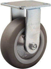 Hamilton - 6" Diam x 2" Wide x 7-1/2" OAH Top Plate Mount Rigid Caster - Rubber Mold on Polyolefin, 410 Lb Capacity, Straight Roller Bearing, 4 x 4-1/2" Plate - Eagle Tool & Supply