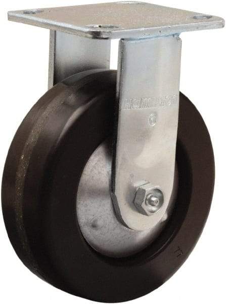 Hamilton - 6" Diam x 2" Wide x 7-1/2" OAH Top Plate Mount Rigid Caster - Phenolic, 900 Lb Capacity, Straight Roller Bearing, 4 x 4-1/2" Plate - Eagle Tool & Supply