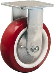 Hamilton - 6" Diam x 2" Wide x 7-1/2" OAH Top Plate Mount Rigid Caster - Polyurethane Mold on Polypropylene, 900 Lb Capacity, Straight Roller Bearing, 4 x 4-1/2" Plate - Eagle Tool & Supply
