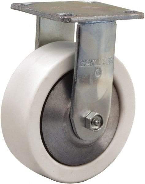Hamilton - 6" Diam x 2" Wide x 7-1/2" OAH Top Plate Mount Rigid Caster - Polyolefin, 750 Lb Capacity, Delrin Bearing, 4 x 4-1/2" Plate - Eagle Tool & Supply