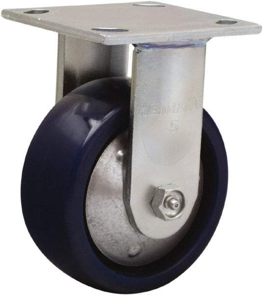 Hamilton - 5" Diam x 2" Wide x 6-1/2" OAH Top Plate Mount Rigid Caster - Polyurethane, 900 Lb Capacity, Sealed Precision Ball Bearing, 4 x 4-1/2" Plate - Eagle Tool & Supply