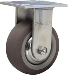 Hamilton - 5" Diam x 2" Wide x 6-1/2" OAH Top Plate Mount Rigid Caster - Rubber Mold on Polyolefin, 350 Lb Capacity, Straight Roller Bearing, 4 x 4-1/2" Plate - Eagle Tool & Supply