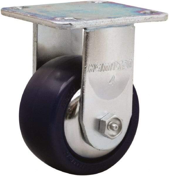 Hamilton - 4" Diam x 2" Wide x 5-5/8" OAH Top Plate Mount Rigid Caster - Polyurethane, 750 Lb Capacity, Straight Roller Bearing, 4 x 4-1/2" Plate - Eagle Tool & Supply