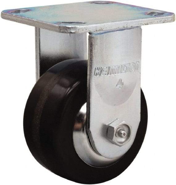 Hamilton - 4" Diam x 2" Wide x 5-5/8" OAH Top Plate Mount Rigid Caster - Phenolic, 800 Lb Capacity, Straight Roller Bearing, 4 x 4-1/2" Plate - Eagle Tool & Supply