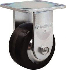 Hamilton - 4" Diam x 2" Wide x 5-5/8" OAH Top Plate Mount Rigid Caster - Phenolic, 800 Lb Capacity, Straight Roller Bearing, 4 x 4-1/2" Plate - Eagle Tool & Supply