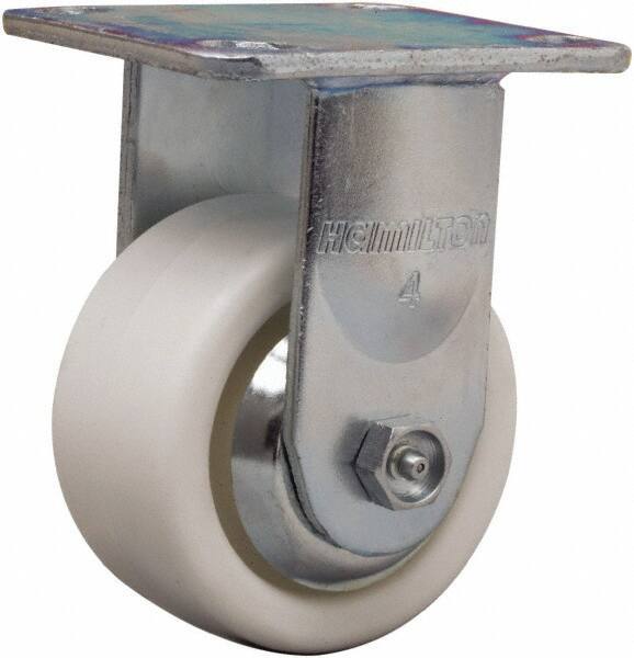 Hamilton - 4" Diam x 2" Wide x 5-5/8" OAH Top Plate Mount Rigid Caster - Polyolefin, 550 Lb Capacity, Delrin Bearing, 4 x 4-1/2" Plate - Eagle Tool & Supply