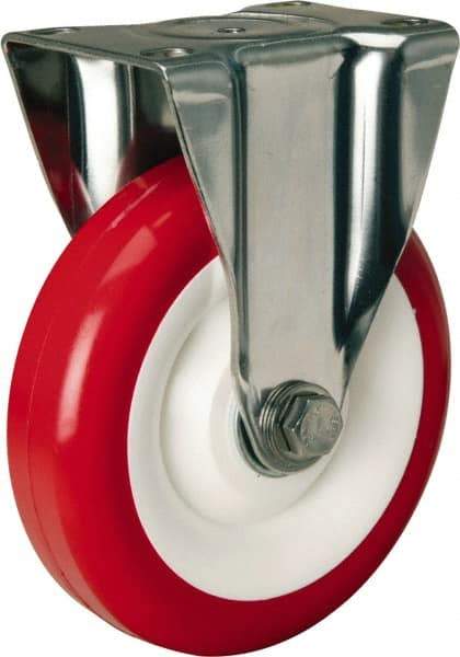 Hamilton - 5" Diam x 1-3/8" Wide x 6-1/4" OAH Top Plate Mount Rigid Caster - Polyurethane Mold on Polypropylene, 325 Lb Capacity, Delrin Bearing, 2-3/8 x 3-5/8" Plate - Eagle Tool & Supply