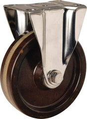 Hamilton - 5" Diam x 1-1/4" Wide x 6-1/4" OAH Top Plate Mount Rigid Caster - Phenolic, 300 Lb Capacity, Plain Bore Bearing, 2-3/8 x 3-5/8" Plate - Eagle Tool & Supply
