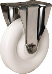 Hamilton - 5" Diam x 1-3/8" Wide x 6-1/4" OAH Top Plate Mount Rigid Caster - Polyolefin, 300 Lb Capacity, Plain Bore Bearing, 2-3/8 x 3-5/8" Plate - Eagle Tool & Supply
