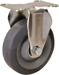 Hamilton - 4" Diam x 1-3/8" Wide x 5-1/8" OAH Top Plate Mount Rigid Caster - Rubber Mold on Polyolefin, 250 Lb Capacity, Delrin Bearing, 2-3/8 x 3-5/8" Plate - Eagle Tool & Supply