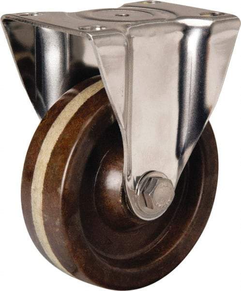 Hamilton - 4" Diam x 1-1/4" Wide x 5-1/8" OAH Top Plate Mount Rigid Caster - Phenolic, 300 Lb Capacity, Plain Bore Bearing, 2-3/8 x 3-5/8" Plate - Eagle Tool & Supply